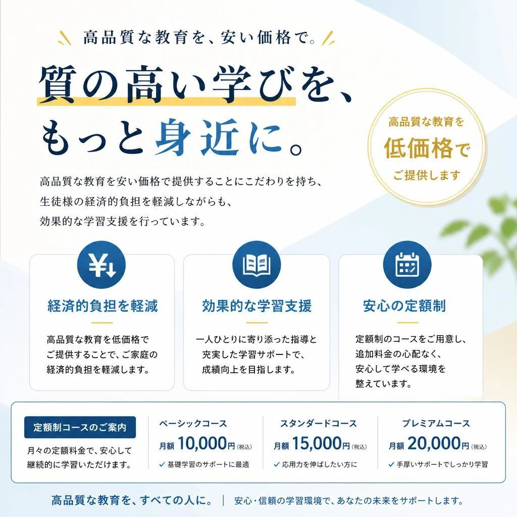 安価で質の高い教育の提供
