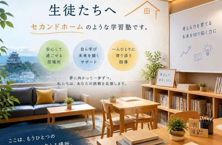 松山市の未来を担う生徒たちへ、セカンドホームのような学習塾です。